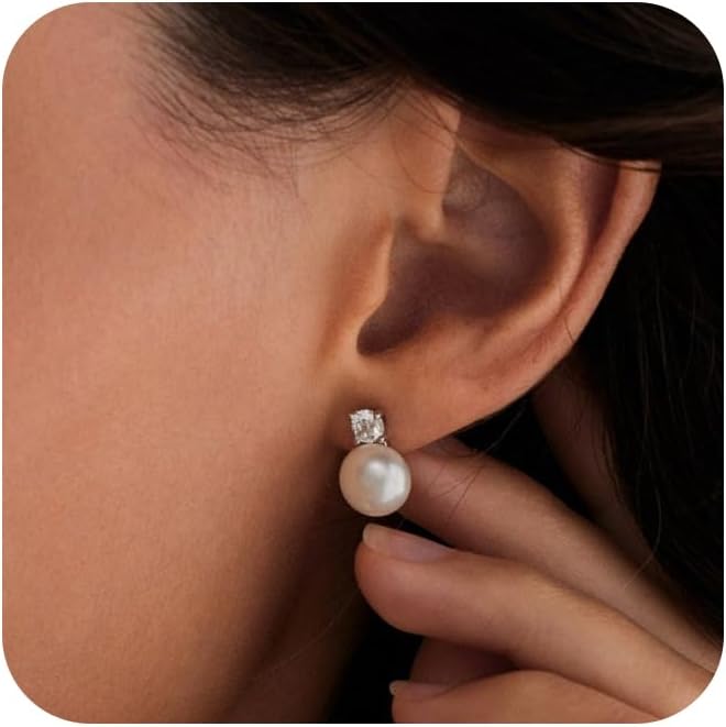 SELSHE Dangle Earrings for Women, 14k Gold Plated Pearl Drop Earring Dainty Gold Earrings for Women Trendy Cute Prom Bridal Earring Long Wedding Pearl Earring Formal Jewelry