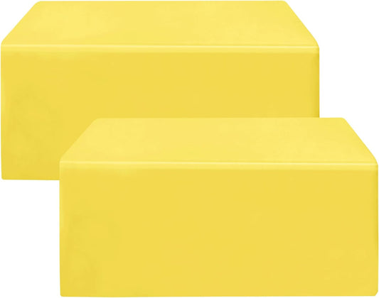 HolidayIdeas 2 Pack Fitted Yellow Tableclothes - 48 x 24 Inch - Rectangle Tablecloths for 4 Foot Tables, Polyester Fabric Table Covers for Parties, Baby Shower, Wedding, Trade Show