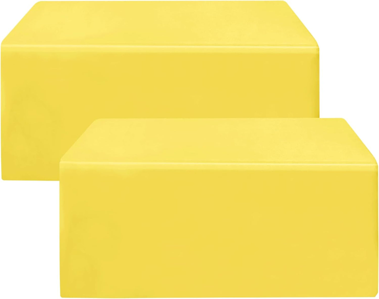 HolidayIdeas Yellow Fitted Table Covers - 96 x 30 Inch - 2 Pack Rectangle Tablecloths for 8 Foot Tables, Polyester Fabric Tablecloth for Parties, Baby Shower, Wedding, Trade Show