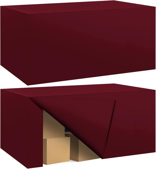 Ascoza 2 Pack Fitted Tablecloth for 6 Foot Rectangle 72 x 30 Inch Burgundy Table Covers Water Resistant Polyester Cloth for Folding, Parties,Display, Trade Show (Burgundy)