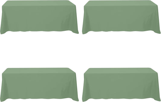 BRILLMAX 4 Pack Sage Green Tablecloths for 8 Foot Rectangle Tables 90 x 156 Inch - 8ft Rectangular Bulk Linen Polyester Fabric Washable Cloth Cover for Wedding Reception Banquet Birthday Party