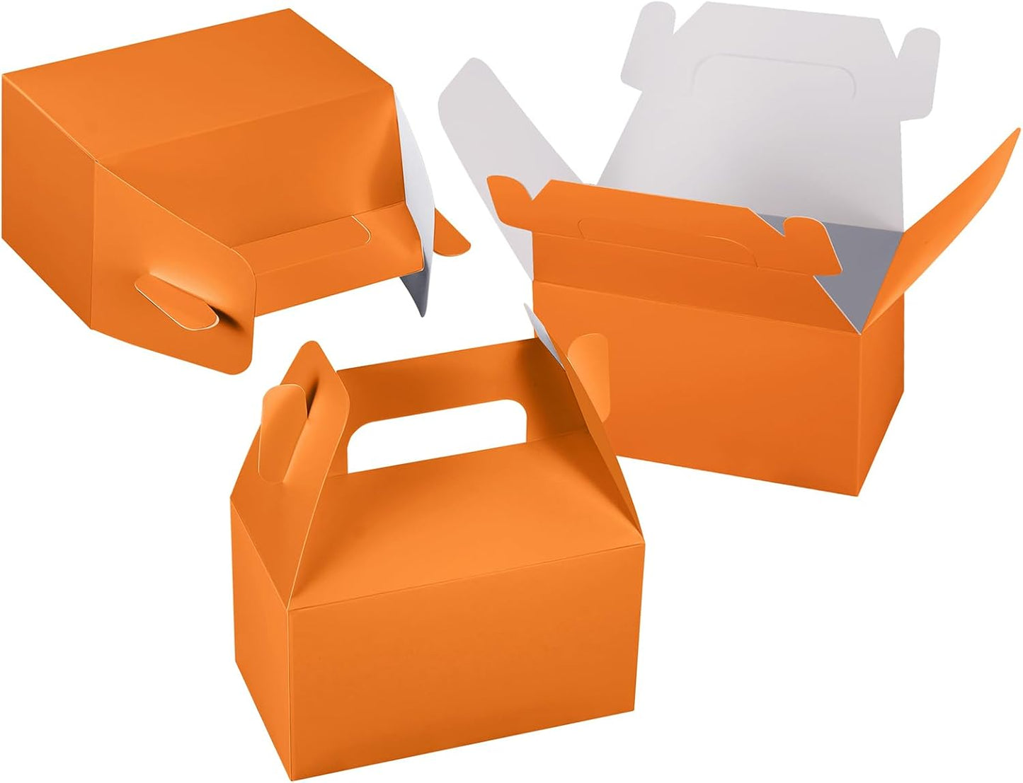 XAGLVV 24 Pack Orange Gable Boxes with Handles 6.2x3.5x3.5 Inch Paper Party Favor Gift Box for Halloween Party Favors Thanksgiving Fall Festivals Kids Birthdays