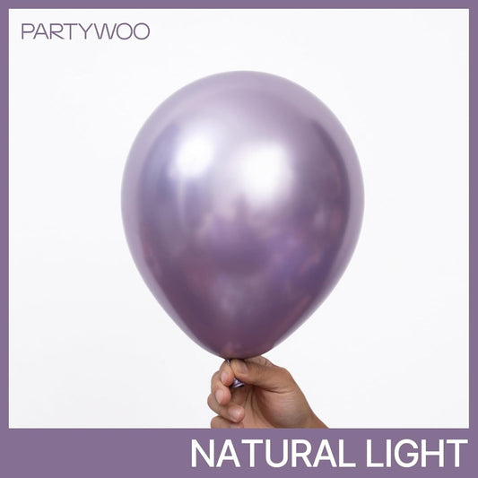 PartyWoo Metallic Purple Balloons 50 pcs 12 Inch Metallic Lavender Light Pastel Purple Lilac Latex Helium Balloons for Graduation Baby Shower Wedding Butterfly Birthday Party Decorations Purple-G130