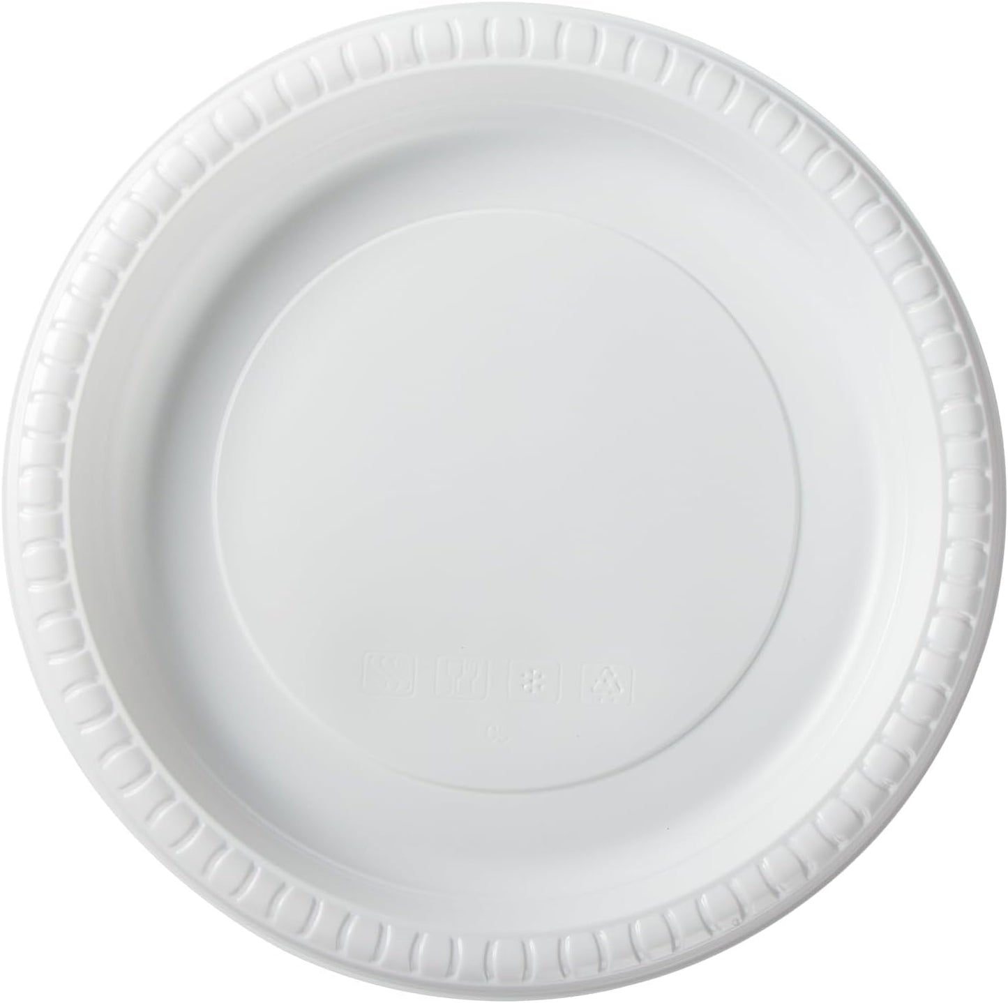 Plastic Plates Mineral Filled PP 9 Inch - 150 Pack Shrink Wrap BPA Free Dinner Trays | Dishwasher Freezer & Microwave Safe | Reusable & Disposable Plate for Party Bulk Events | Restaurant White