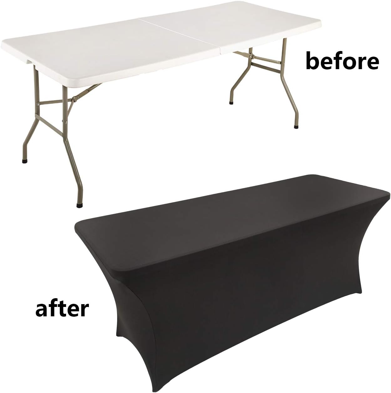 LZY 20 Pack Spandex Table Covers 6 Feet, Stretch/Fitted Table Covers for 6 Feet Folding Table, Rectangular Spandex Table Cloths for Wedding Party or Event (6FT-20PCS, Black)