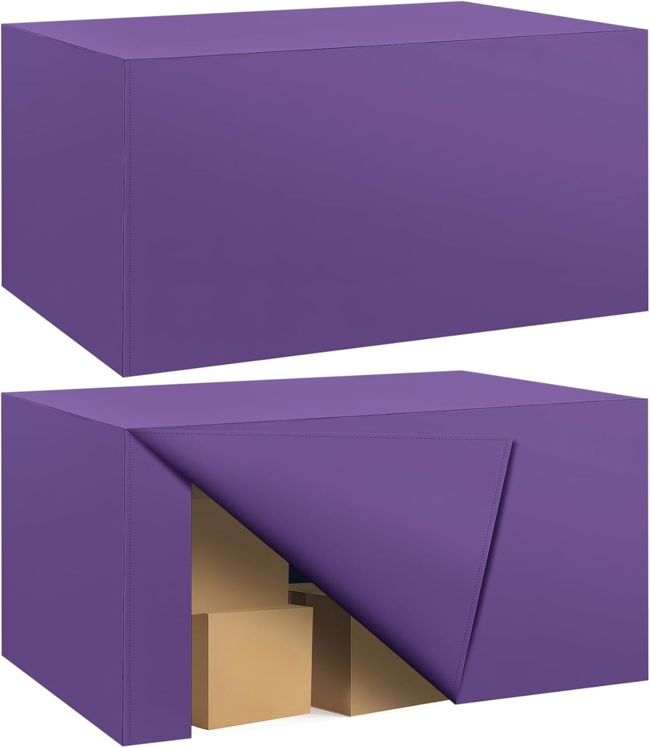 Ascoza 2 Pack Fitted Tablecloth for 4 Foot Rectangle 48 x 24 Inch Purple Table Covers Water Resistant Polyester Cloth for Folding, Parties,Display, Trade Show (Purple)