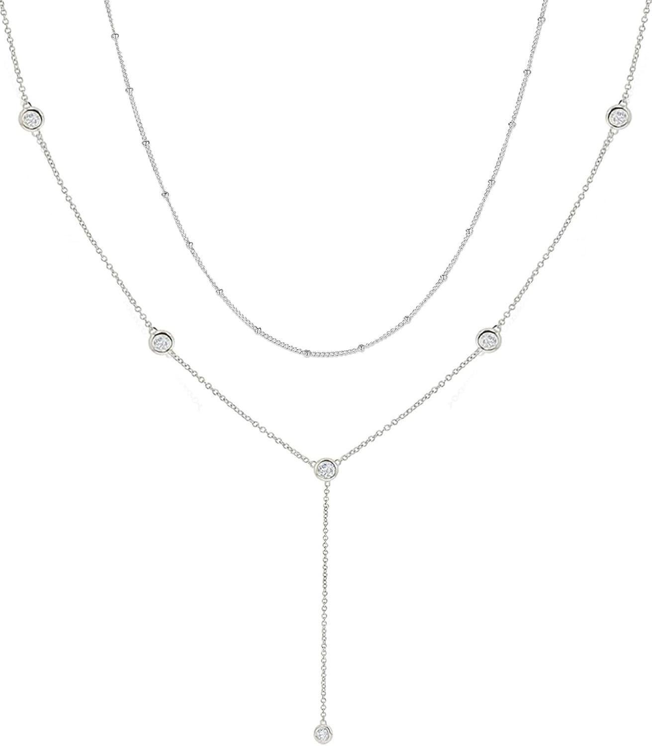 Gold Necklace for Women, Dainty Gold Long Necklaces 14k Gold Plated Prom Lariat Necklace Cute Choker Necklaces for Women Trendy Stuff Fashion Costume Gold Accessories Christmas Jewelry Gifts