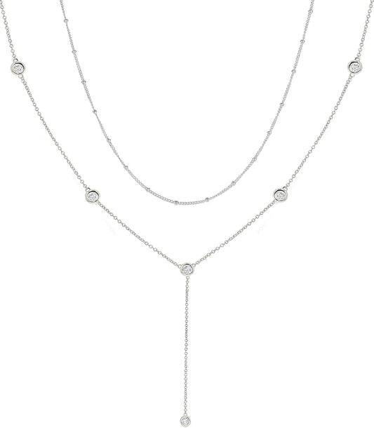 Gold Necklace for Women, Dainty Gold Long Necklaces 14k Gold Plated Prom Lariat Necklace Cute Choker Necklaces for Women Trendy Stuff Fashion Costume Gold Accessories Christmas Jewelry Gifts