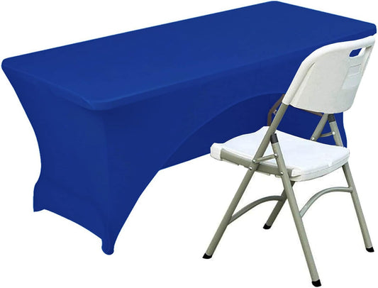 Spandex Table Cover 8 ft. Fitted Polyester Tablecloth Stretch Table Cover Table Topper Open Back - Royal Blue