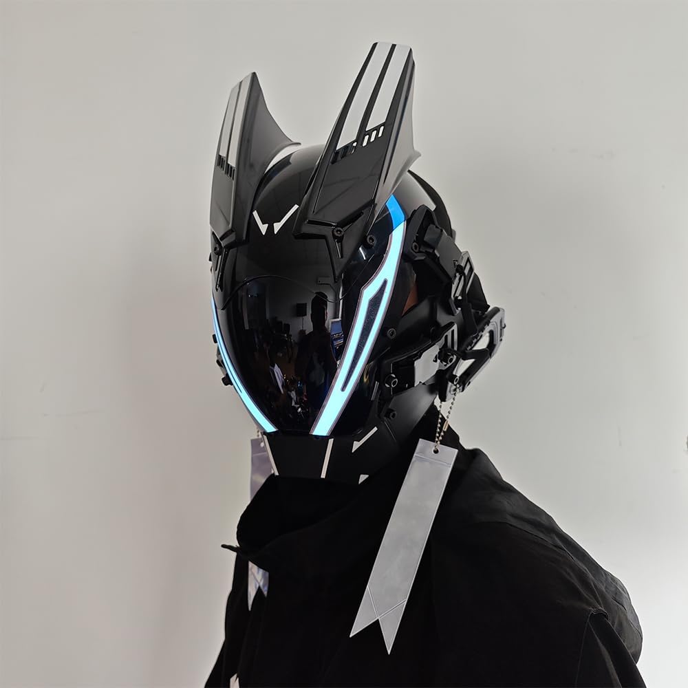 KYEDAY Punk Mask for Men,LED Mask for Women,Futuristic Punk Techwear, Cosplay Halloween Fit Party Music Festival Accessories