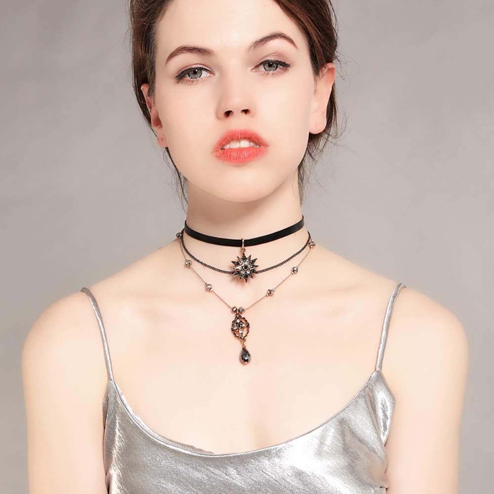 Choker Necklaces for Women, Layered Stars Pendant Necklace Jewelry