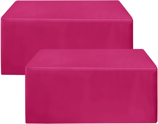 HolidayIdeas Fuchsia/Hot Pink Fitted Table Covers - 96 x 30 Inch - 2 Pack Rectangle Tablecloths for 8 Foot Tables, Polyester Fabric Tablecloth for Parties, Baby Shower, Trade Show
