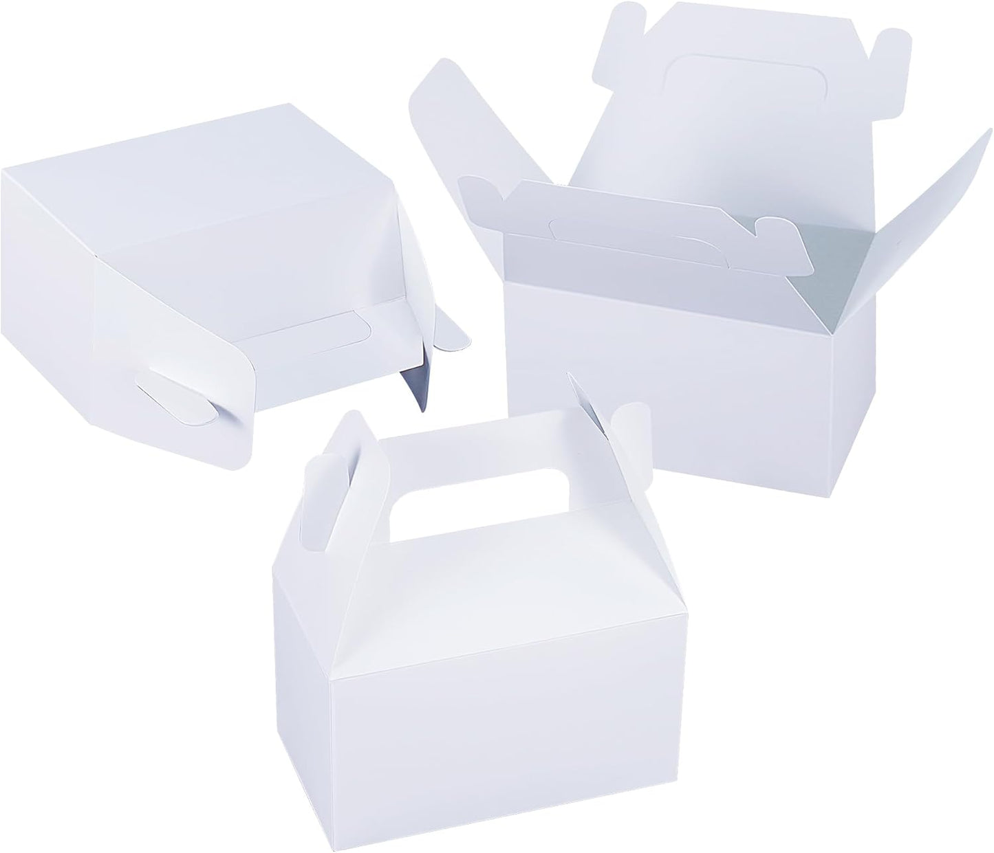 XAGLVV 24 Pack White Gable Boxes with Handles Goodie Party Favor Gift Boxes for Wedding Birthday Baby Shower Graduation Christmas Party Favors