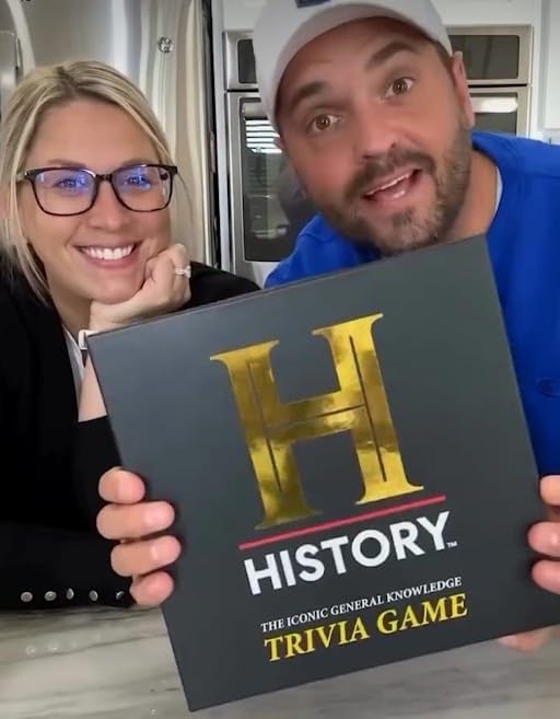 HISTORY Channel Trivia Board Game Deluxe Edition with 80s & 90s Expansion Pack - 2400 General Knowledge Questions - Christmas Stocking Stuffers Gift for Adults & Family in Pursuit of Trivial Knowledge