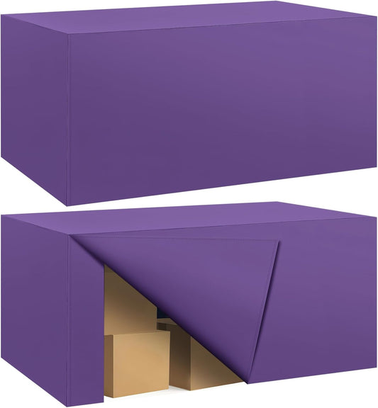 Ascoza 2 Pack Fitted Tablecloth for 6 Foot Rectangle 72 x 30 Inch Purple Table Covers Water Resistant Polyester Cloth for Folding, Parties,Display, Trade Show (Purple)