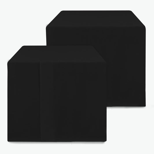 HolidayIdeas 2 Pack Square Fitted Table Covers - 38 x 38 Inch - Black Fabric Washable Tablecloth Protectors for Folding Table, Parties, Holiday Dinner, Trade Show, Vendor Stand