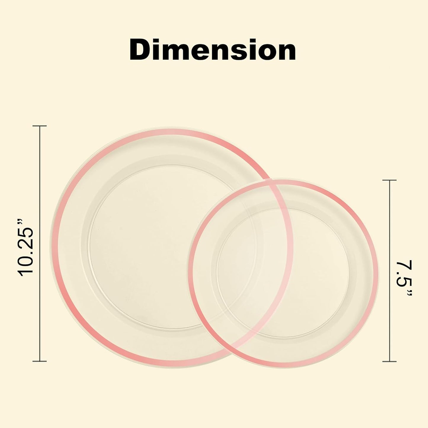 200PCS Rose Gold and Clear Plastic Plates, Rose Gold Disposable Plate Set with 100 Dinner Plates and 100 Dessert Plates for Party