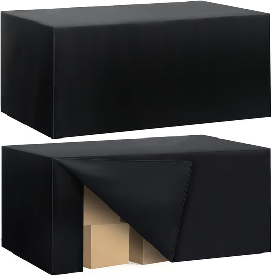 2 Pack Fitted Tablecloth for 8 Foot Rectangle Tables 96 x 30 Inch Black Table Covers Water Resistant Polyester Table Cloth for Wedding, Parties,Display, Trade Show (Black)