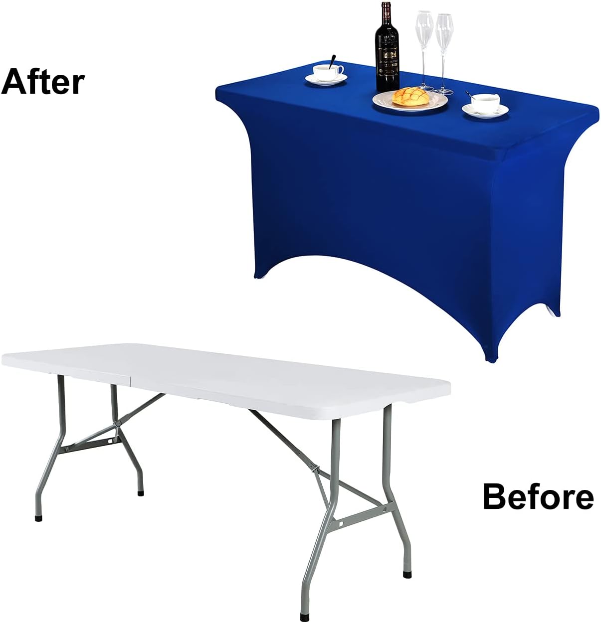 FORLIFE Spandex Table Covers - Fitted Rectangular Tablecloth, Stretch Patio Table Cover, Universal for Wedding, Banquet, Party (4ft, Royal)