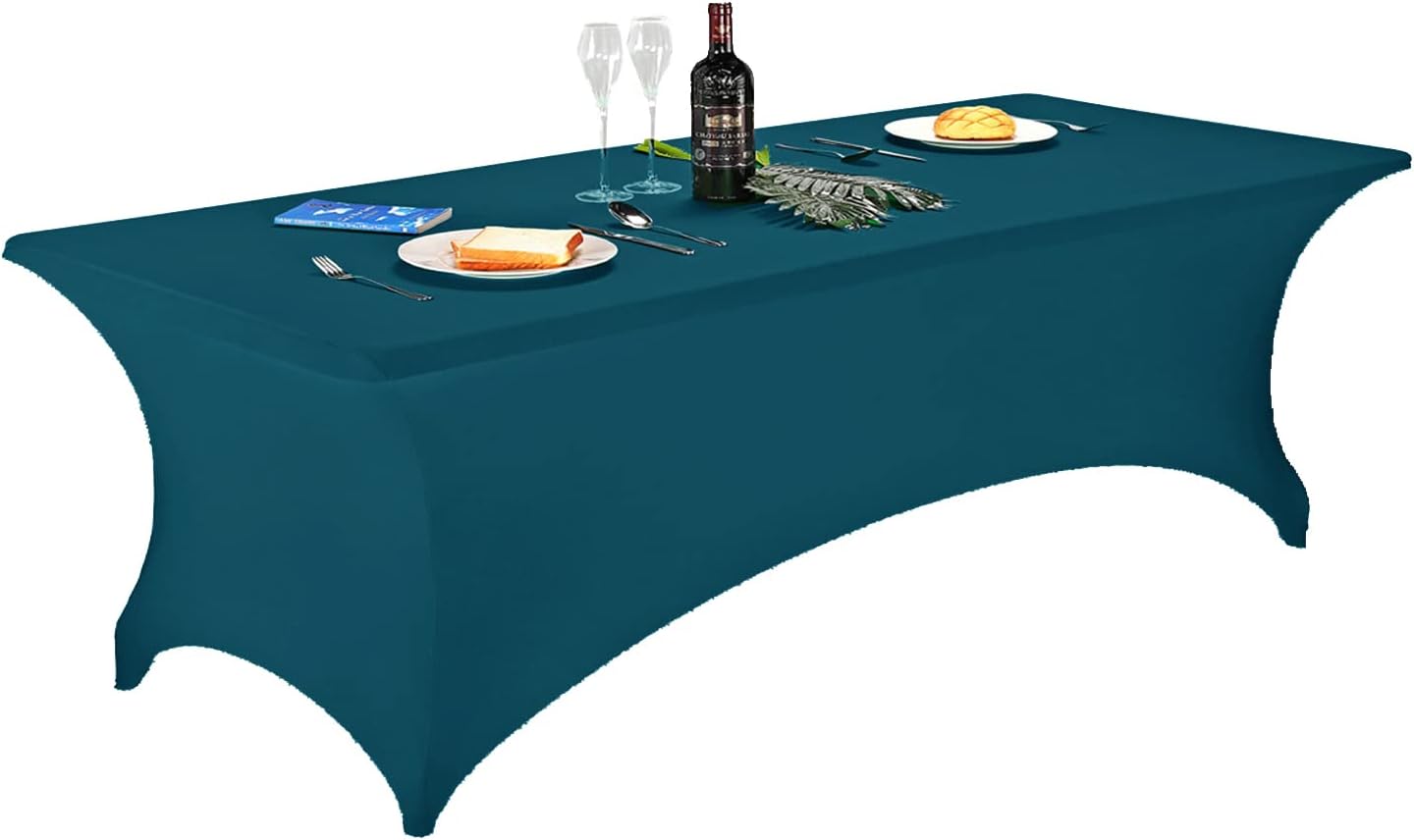 LZY Spandex Fitted Stretch Table Cover for 6 ft or 4ft or 8ft Folding Table, Rectangular Cocktail Tablecloth, Perfect for Party or Banquet