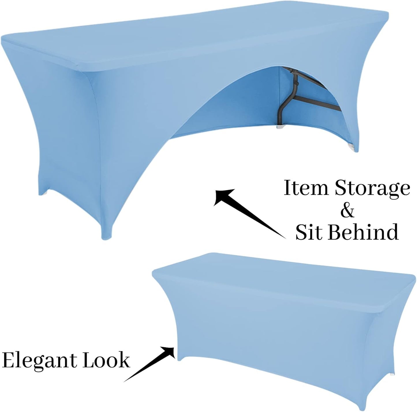 Spandex Table Cover 5 ft. Fitted Polyester Tablecloth Stretch Table Cover Table Topper Open Back - Lightblue