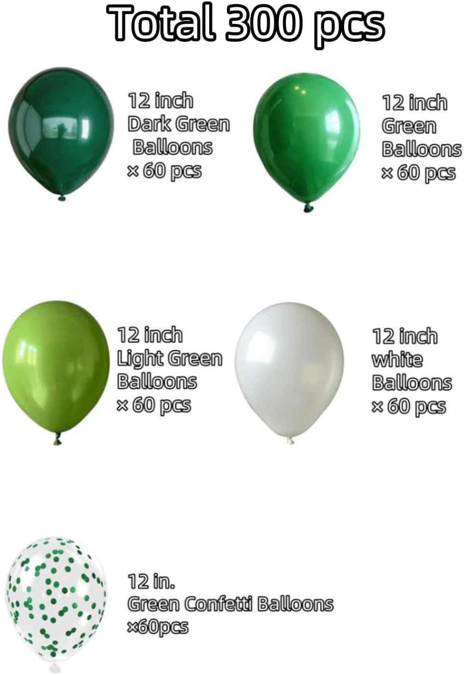 300 Pcs Green Balloons 12 Inch Different Shades of Green Party Balloon Set, of For Jungle Safari Party Supplies
