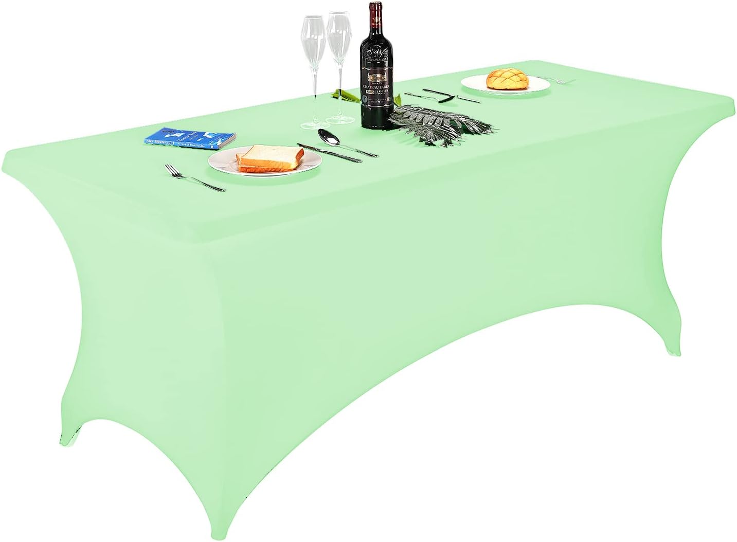 FORLIFE Spandex Table Covers，Fitted Tablecloth for Rectangular Tables, Stretch Patio Table Covers, Universal Spandex Table Cover for Wedding, Banquet, Party (6ft, Mint)