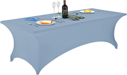 LZY Spandex Fitted Stretch Table Cover for 6 ft or 4ft or 8ft Folding Table, Rectangular Cocktail Tablecloth, Perfect for Party or Banquet