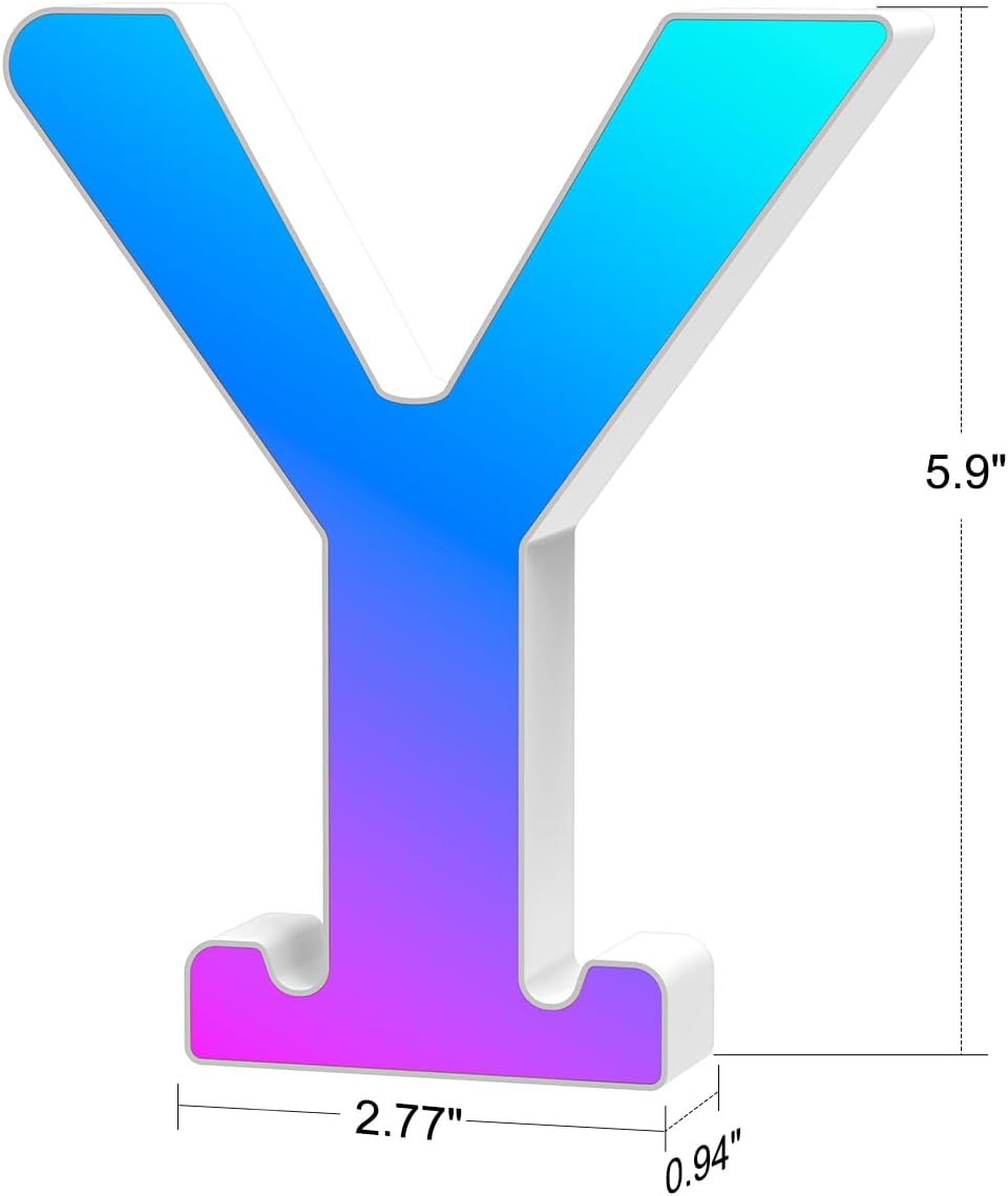 Light Up Letters Marquee Letter - Music Sync RGB Color Changing LED Lights Letter Logo Game Lights for Girls Women Party Birthday Christmas Valentine's Day Wall Desktop Decoration (MRGB-Y)
