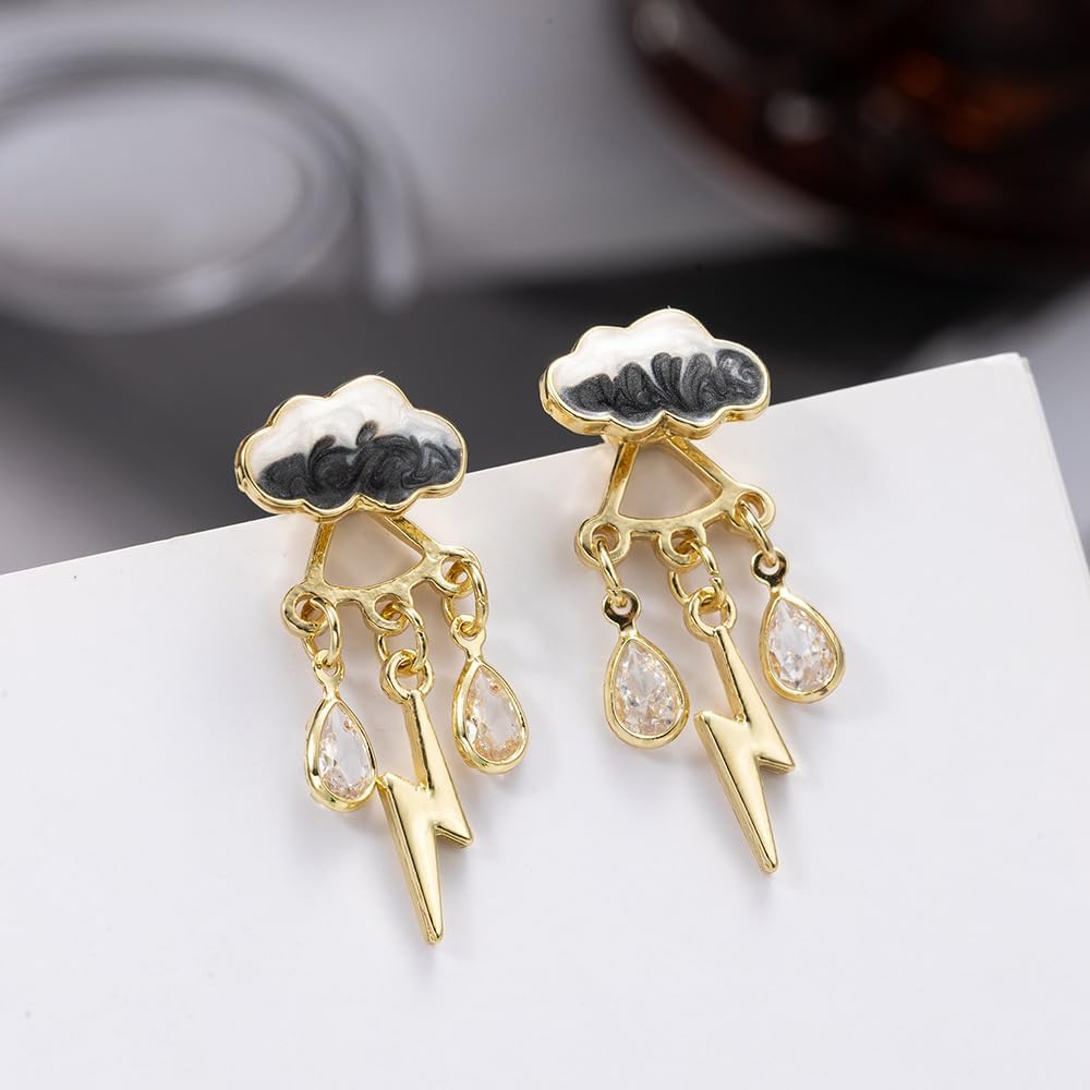 Fun Raindrop Cloud Earrings for Women Blue Rain Cloud Earrings Teardrop Tassel Dangle Earrings Interesting Weather Jewelry