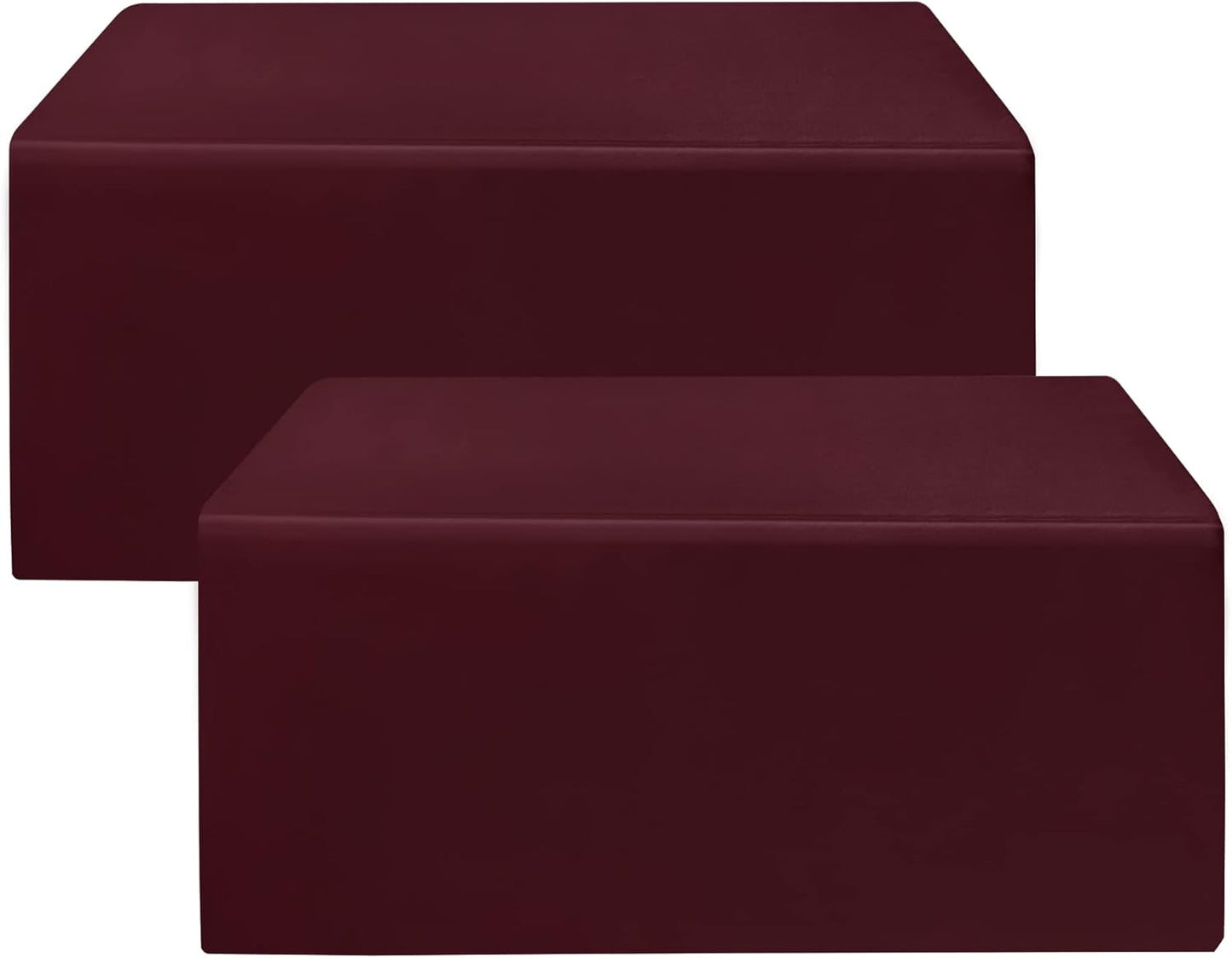 HolidayIdeas 2 Pack Fitted Tableclothes - 48 x 24 Inch - Burgundy Rectangle Tablecloths for 4 Foot Tables, Polyester Fabric Table Covers for Trade Show, Craft Show, Parties, Dinner
