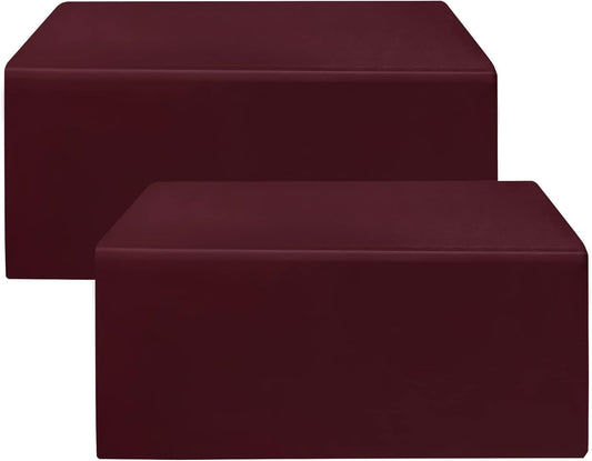 HolidayIdeas Fitted Burgundy Tableclothes - 96 x 30 Inch - 2 Pack Rectangle Tablecloths for 8 Foot Tables, Polyester Fabric Table Covers for Parties, Holiday Dinner, Trade Show