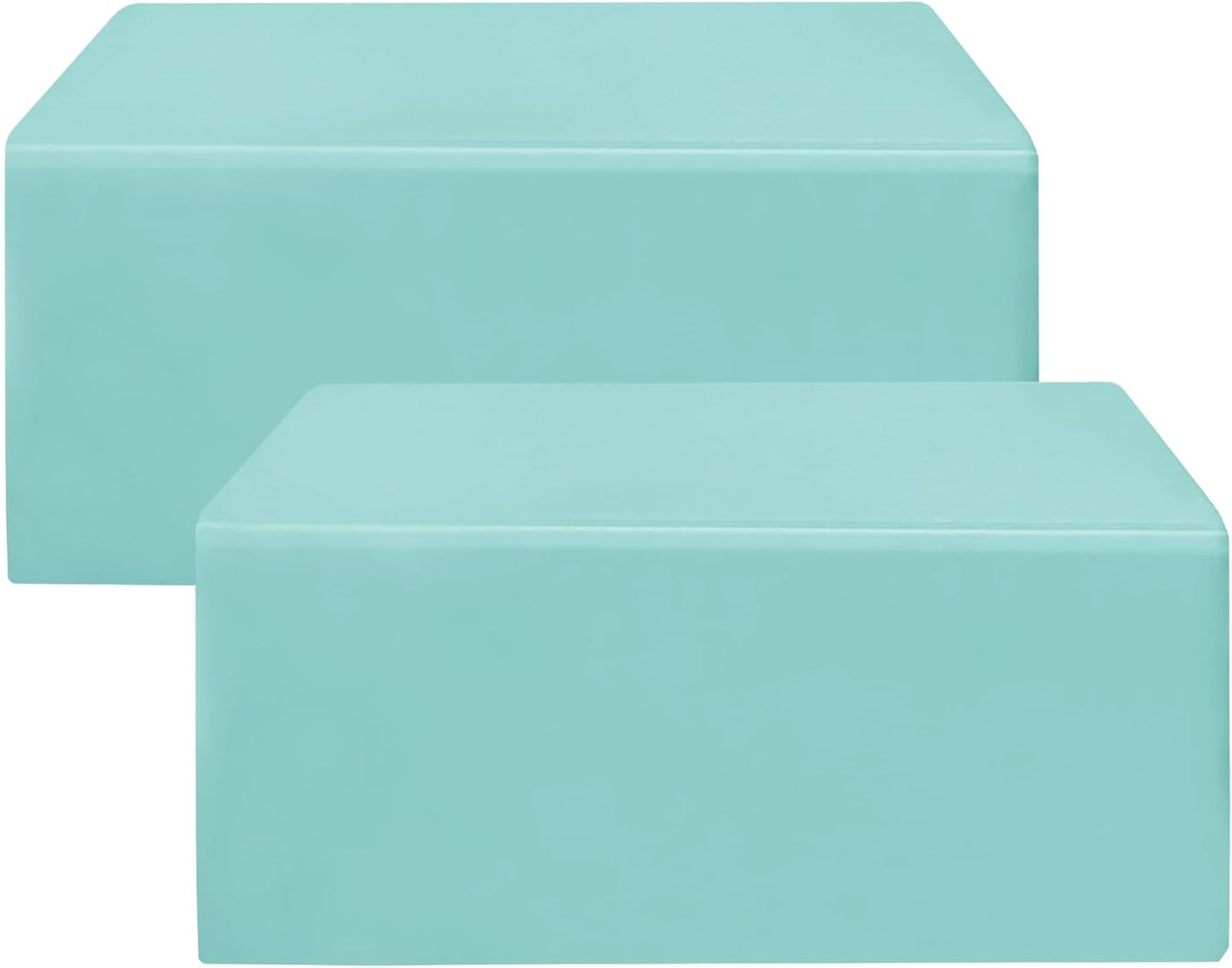 HolidayIdeas Fitted Table Covers - 96 x 30 Inch - 2 Pack Rectangle Tablecloths for 8 Foot Tables, Polyester Fabric Tablecloth for Parties, Holiday Dinner, Trade Show (Aqua)