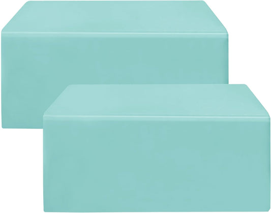 HolidayIdeas 2 Pack Fitted Table Clothes - 48 x 24 Inch - Rectangle Tablecloths for 4 Foot Tables, Polyester Fabric Table Covers for Parties, Holiday Dinner, Trade Show (Aqua)