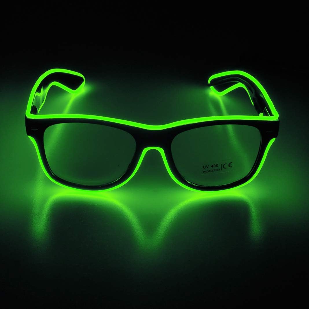 Aquat Light up EL Wire Neon Rave Glasses Glow LED Sunglasses Costumes For Party, EDM, Halloween, Wired with Battery Power