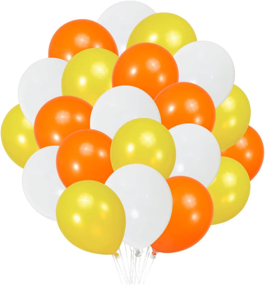 300 Pack Yellow Orange White Balloons 100 of each of the 3 colors 12 inch Yellow Orange White Latex Party Balloon Bulk for Various Party Events Decorations