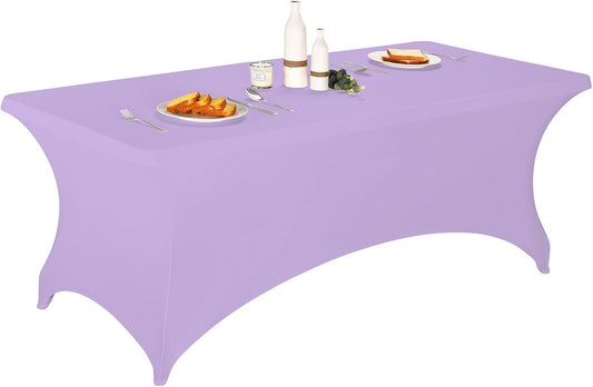 LZY Spandex Fitted Stretch Table Cover for 6 ft or 4ft or 8ft Folding Table, Rectangular Cocktail Tablecover, Perfect for Party and Banquet
