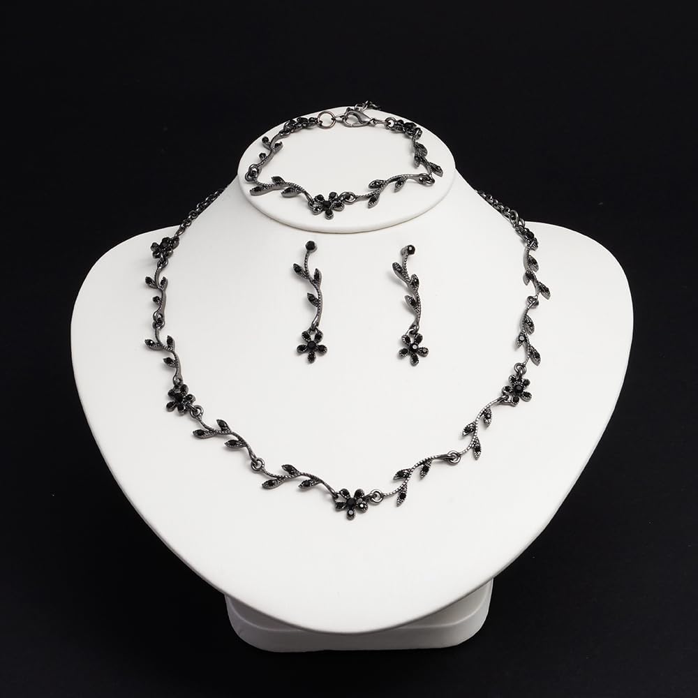 Crystal Necklace Earrings Bracelet Bridal Wedding Jewelry Set Rhinestone Choker Necklace For Brides Bridesmaid