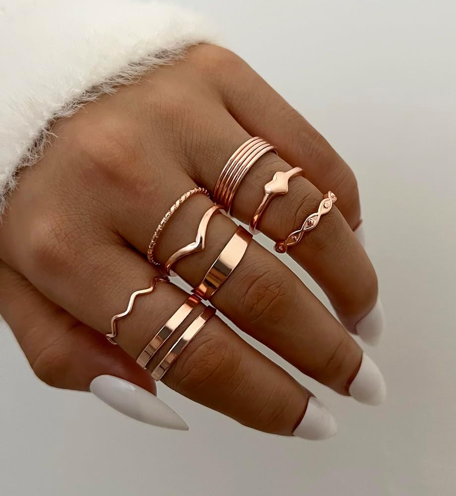 iF YOU 25 Pcs Gold Knuckle Ring Set for Women, Chunky Stackable Finger Midi Rings, Silver Simple Stacking Cute Rings Pack Trendy Stuff Jewelry Gift