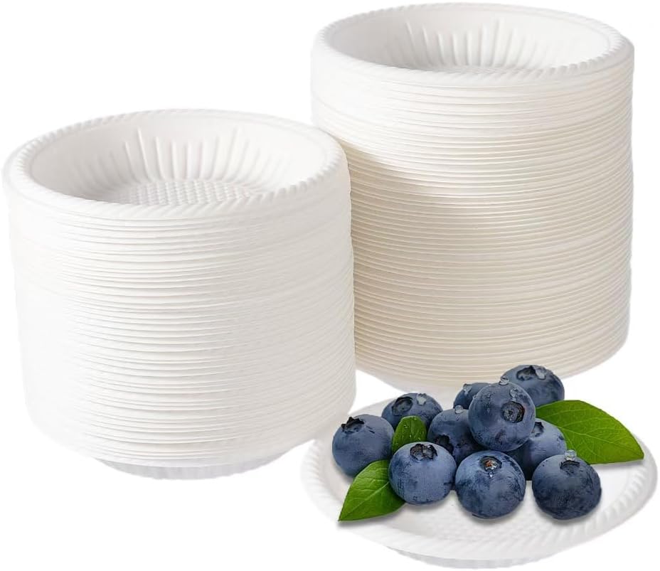 4 Inch Mini Disposable Plates 100 Count Small Plates for Pet Round Paper Starch Plates for Party Dessert Cake Craft Appetizer