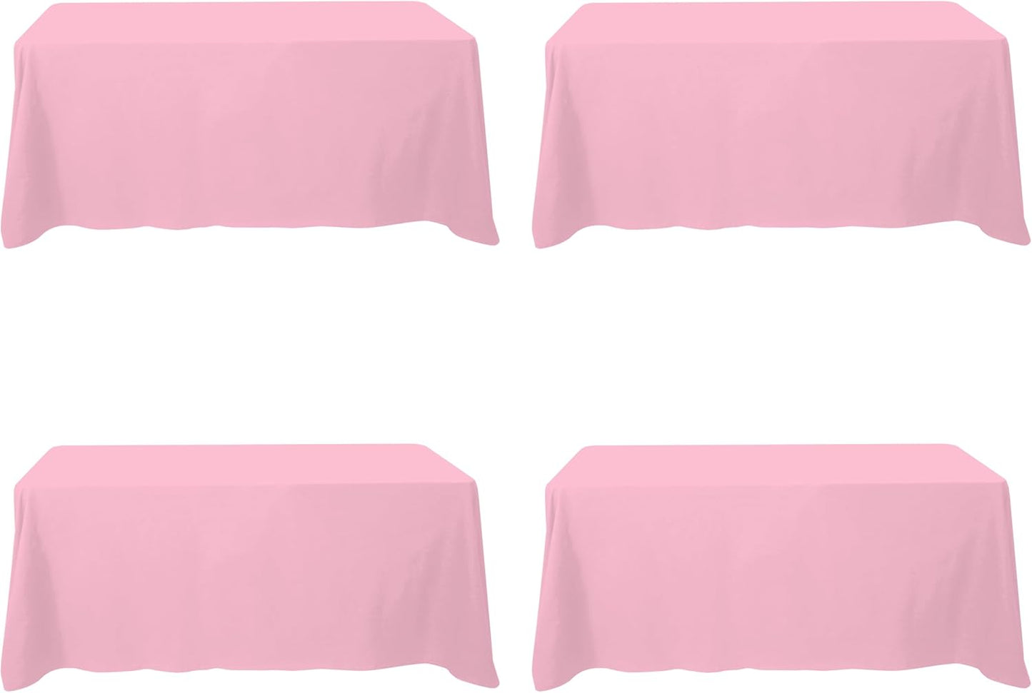 BRILLMAX 4 Pack Pink Tablecloths for 6 Foot Rectangle Tables 90 x 132 Inch - 6ft Rectangular Bulk Linen Polyester Fabric Washable Cloth Cover for Wedding Reception Banquet Birthday Party