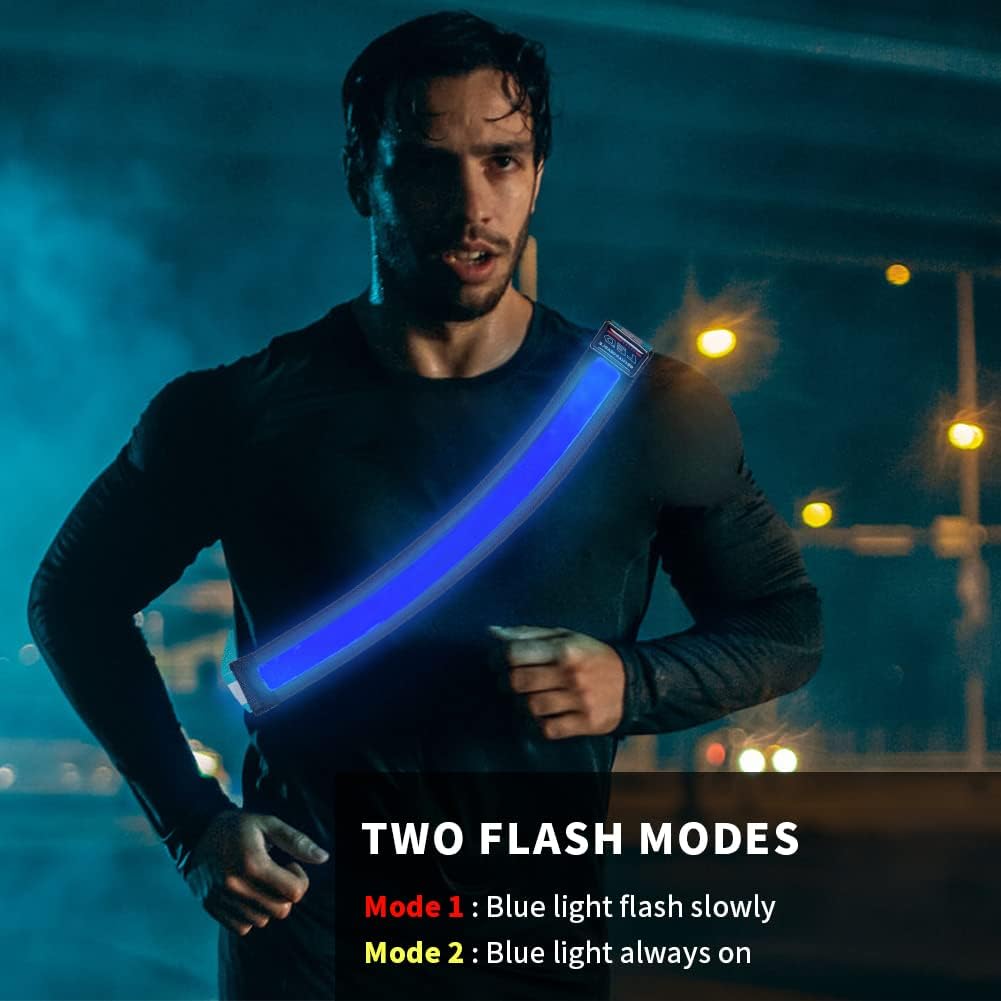 LED Reflective Running Gear,High Visibility Reflective Belt Sash with Safety Light,USB Rechargeable Adjustable Size Night Accessories for Night Outdoor Running