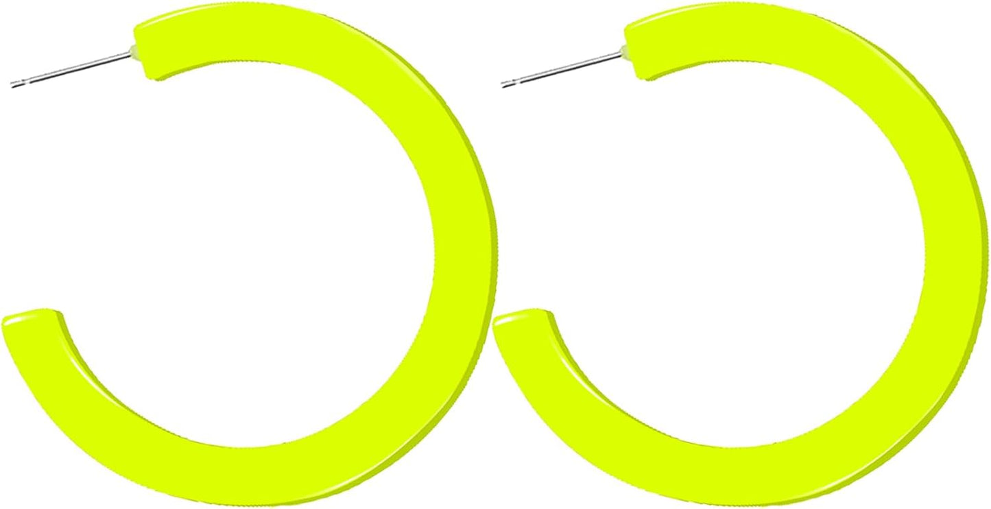 80s 90s Neon Earrings for Women Retro Cassette Tape Hoop Earring Candy Color Lightweight Acrylic Stud Dangle Earrings for 80S Costume Outfits Dancing Glow Party Accessories