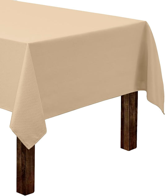 Gee Di Moda Rectangle Tablecloth - 60 x 84 Inch Beige Table Cloth for 5 Foot Rectangle Table - Heavy Duty Washable Fabric - for 5 Ft Buffet Table, Holiday Party, Dinner, Wedding & Baby Shower