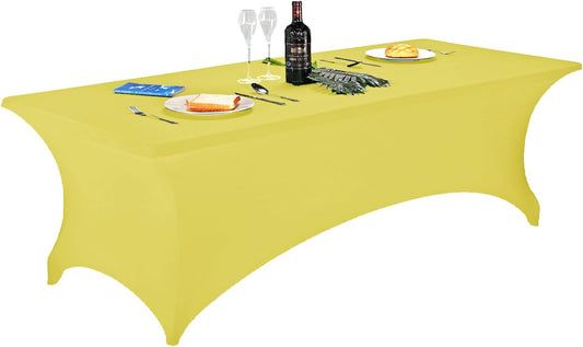LZY Spandex Fitted Stretch Table Cover for 6 ft or 4ft or 8ft Folding Table, Rectangular Cocktail Tablecloth, Perfect for Party or Banquet