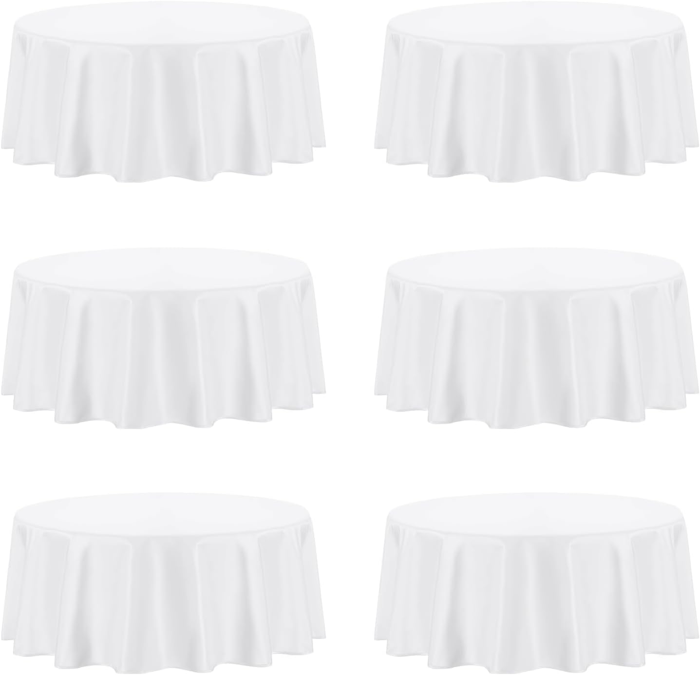 PureFit 6 Pack White Round Table Cloths 90 Inch, Stain and Wrinkle Resistant Table Linen for Round Table, Polyester Table Covers for Dining Table, Wedding, Party, Banquet and Camping