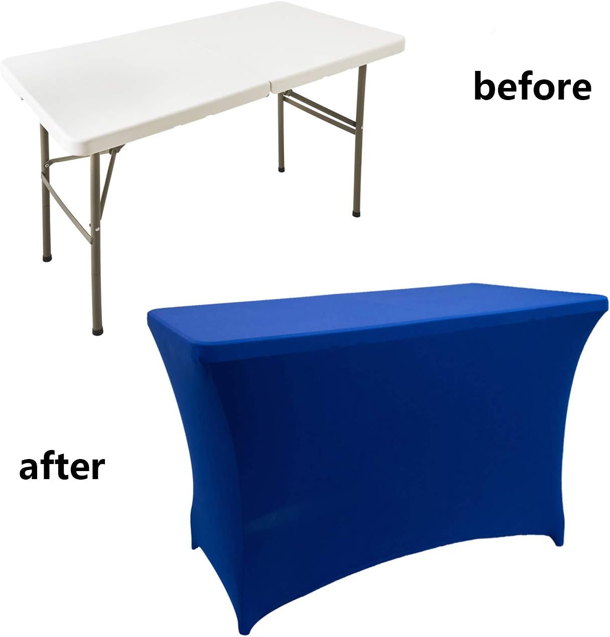 LZY Spandex Fitted Stretch Table Cover for 4ft or 6ft or 8ft Folding Table, Rectangular Cocktail Tablecloth, Perfect for Party or Banquet