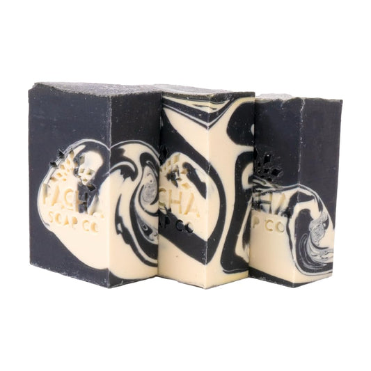 Pacha Soap Co. Bar Soap, Charcoal, 3-Pack (4 oz ea) - Premium, Handcrafted, Hydrating, Natural Face Wash, Hand Cleanser, Body Wash, Soothing Essential Oils