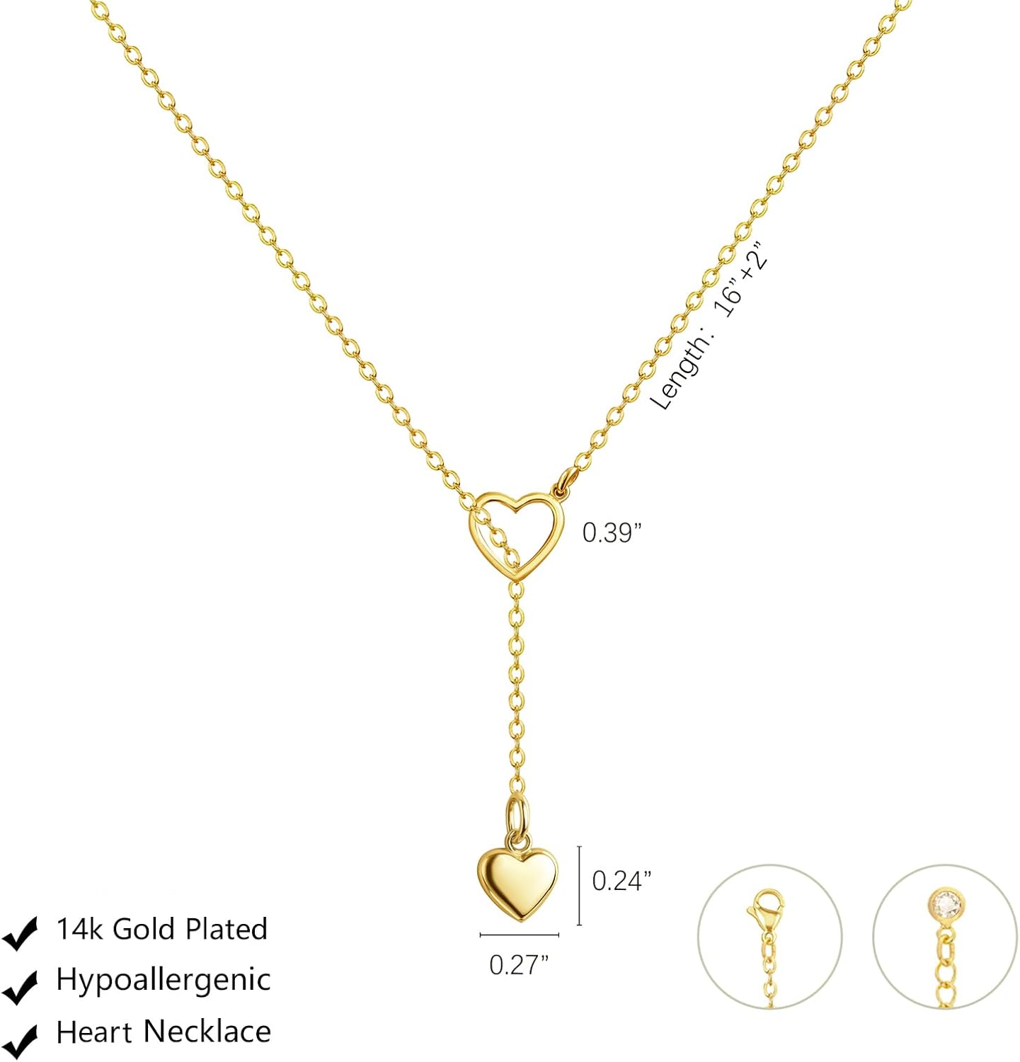 Lariat Gold Necklace for Women, Dainty Long Necklace 14k Gold Plated/Silver Y-Shaped Layered Beaded Chain Drop Necklaces for Women Trendy Simple Gold Jewelry for Women Gifts