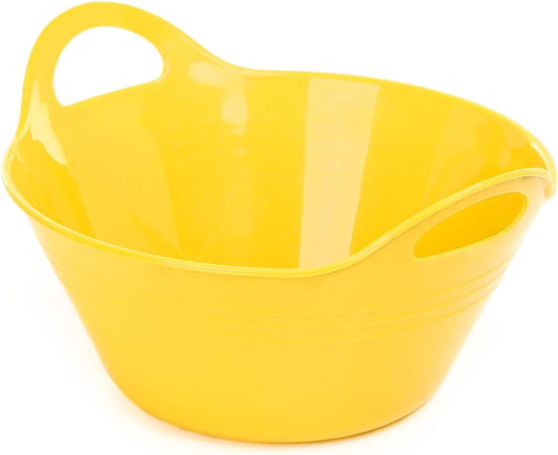 Mintra Home Plastic Bowls with Handles (4.5L Large 2pk, Yellow)